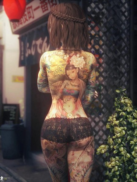 Полураздетые девушки якудза