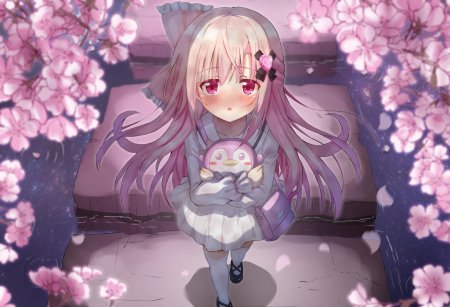 Аниме девочка розовые цвета