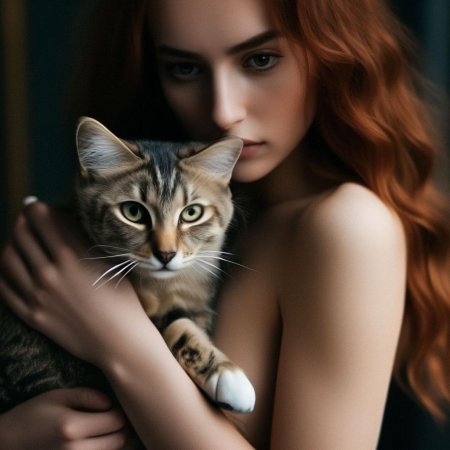 Девушка с кошками