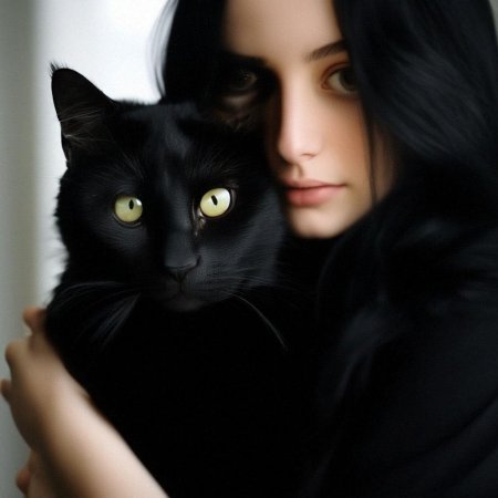 Черный кот с желтыми глазами