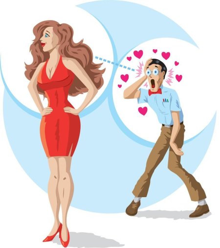 Девушка флиртует рисунок