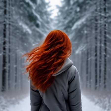 Рыжая девушка зимой