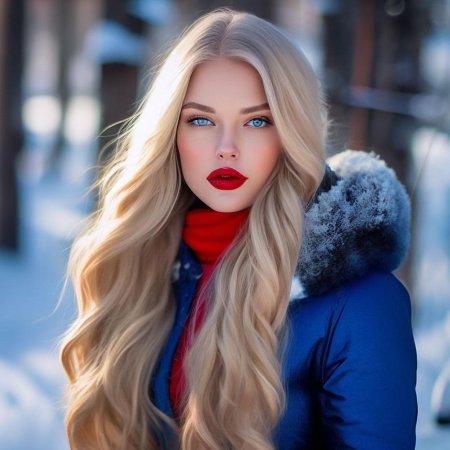 Девушка блондинка с длинными волосами