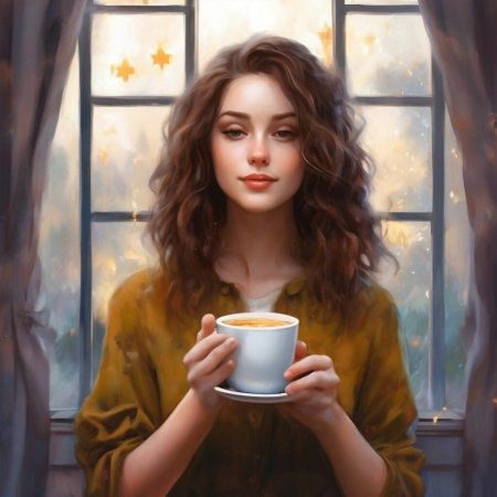 Девушка с чашкой кофе