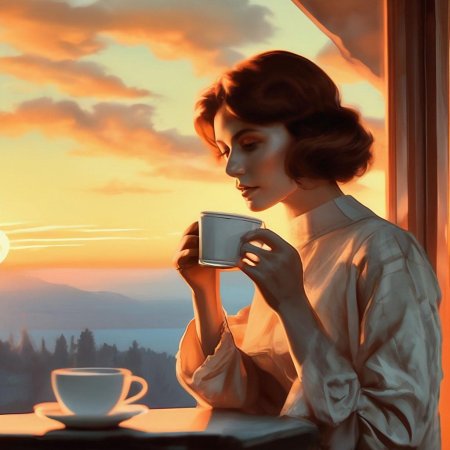 Девушка с чашкой кофе