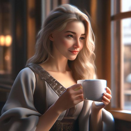 Девушка с чашкой кофе