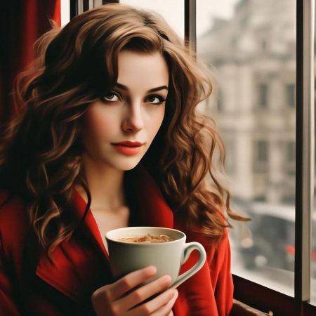 Девушка с чашкой кофе