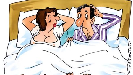 Муж и жена в постели карикатура