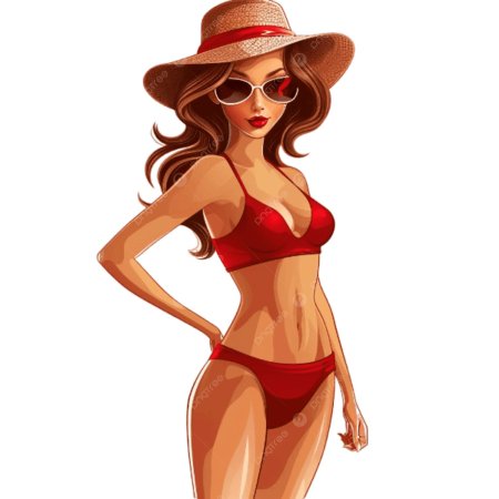 Рисованная девушка в купальнике