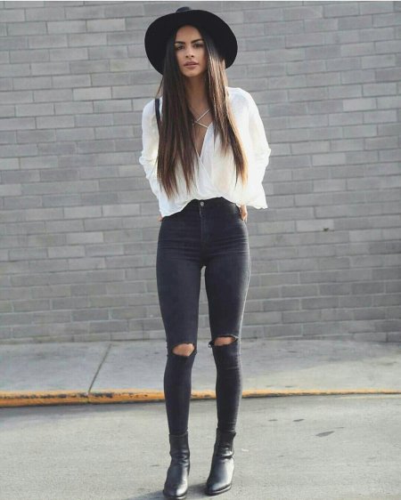 Образы с черными джинсами