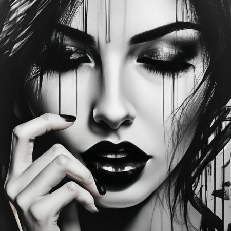 Черно белая девушка