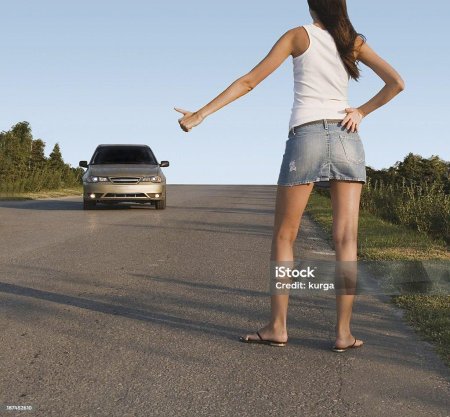 Голосует на дороге