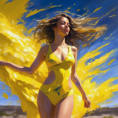 Девушка в желтом купальнике