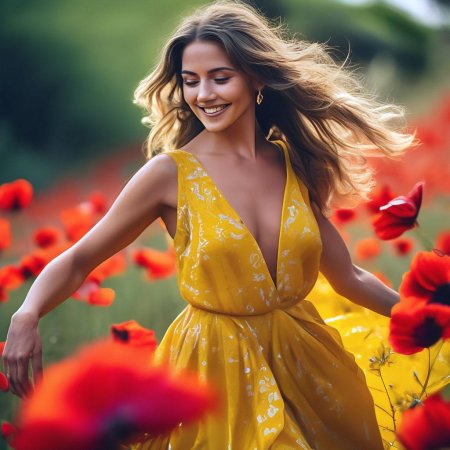Красивая девушка в желтом платье