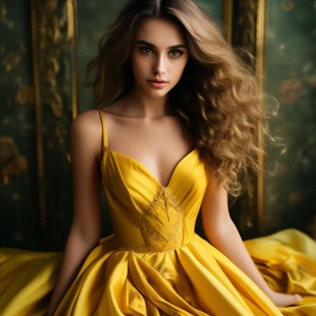 Красивая девушка в желтом платье