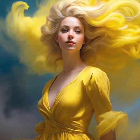 Блондинка в желтом платье