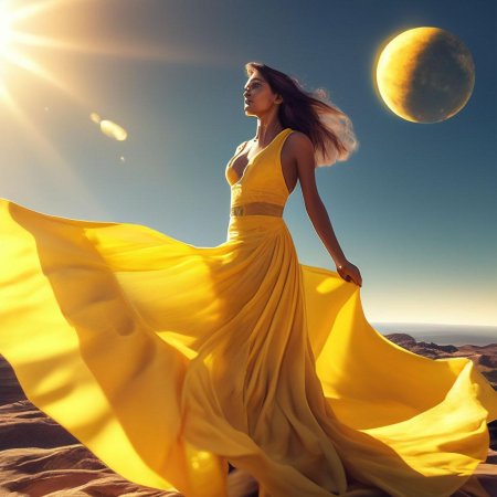 Длинное желтое платье