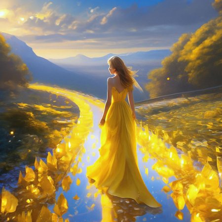 Красивая девушка в желтом платье