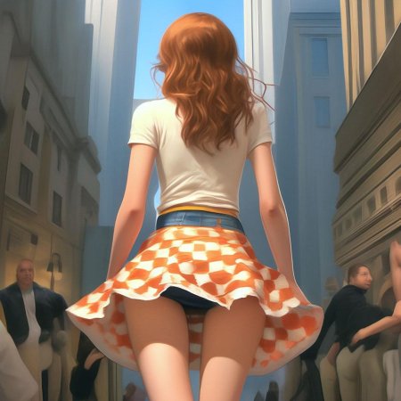 У девушки поднялась юбка