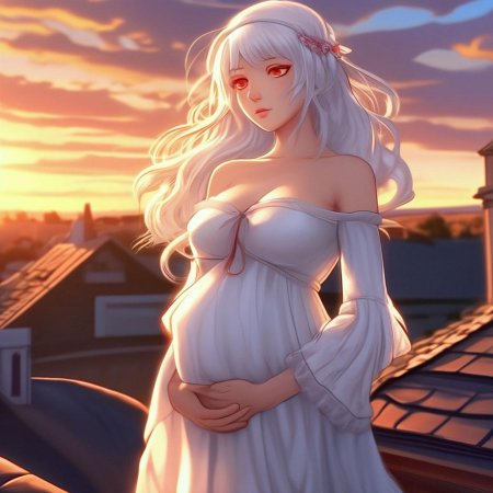 Беременная аниме девушка