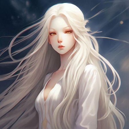 Девушка с длинными белыми волосами