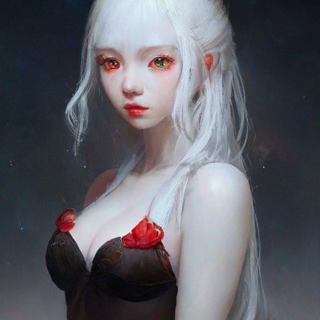 Девушка альбинос с красными глазами