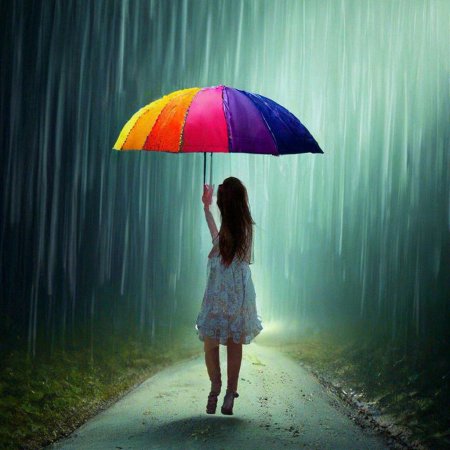 Девушка под зонтом