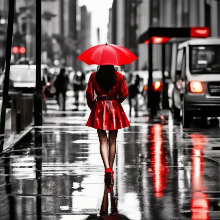 Девушка с красным зонтом