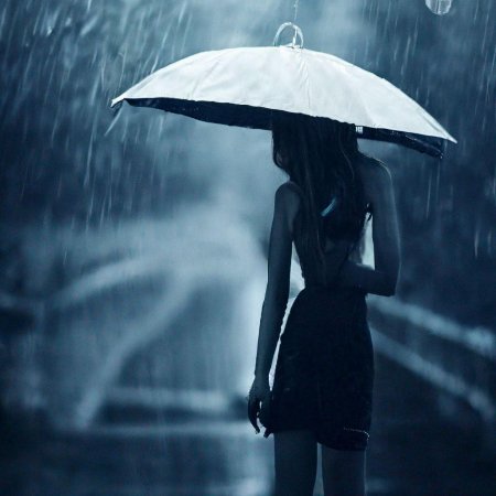 Девушка под зонтом в дождь