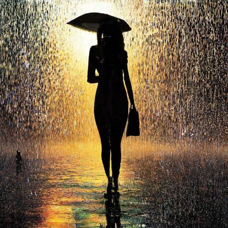 Женщина под дождём