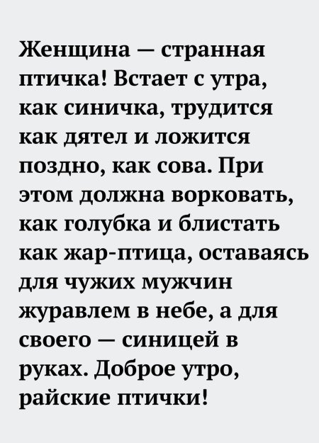 Женщина странная птичка встает с утра
