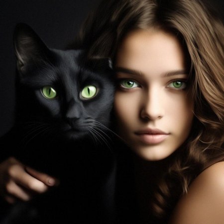 Девушка и кошка