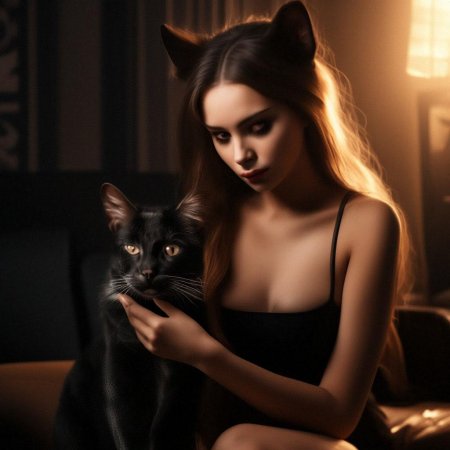 Красивая девушка с кошкой