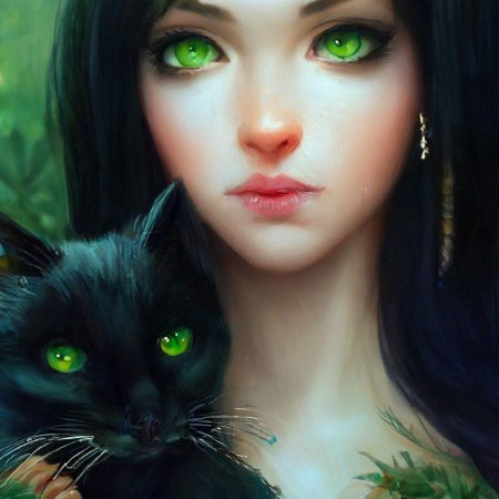 Девушка с кошками