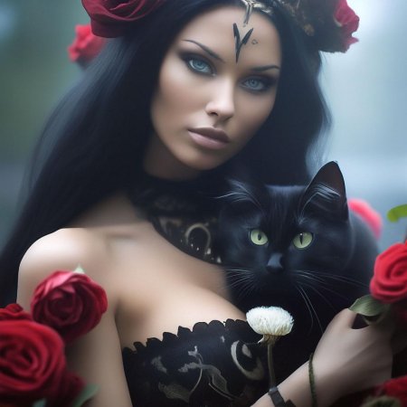 Красивая девушка с кошкой