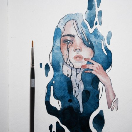 Портрет Билли Айлиш акварелью