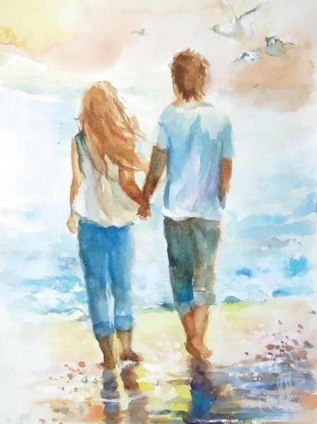 Подруги акварель