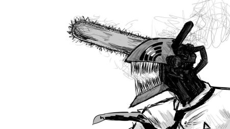 Человек бензопила чб