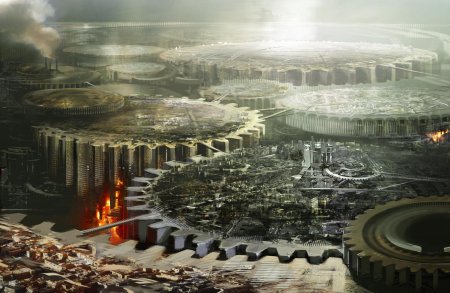 Футуристичный город стимпанк