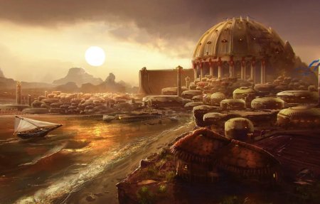 Город купол scifi концепт Art