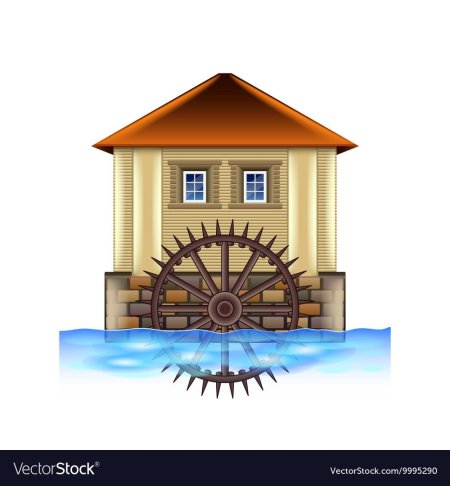 Водяная мельница вектор