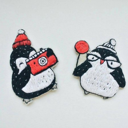 Пингвин вышивка гладью