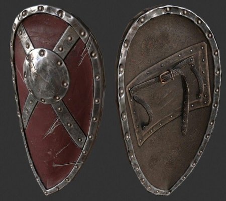 Каплевидный щит воина древней Руси