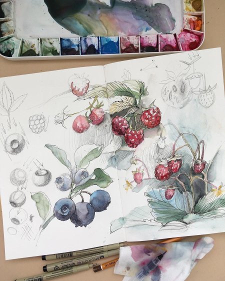 Аня Белоусова акварельный скетчинг