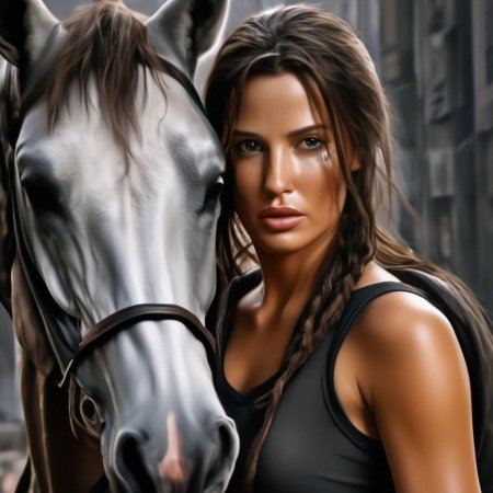 Лара крофт с конем