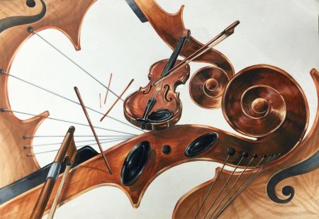 Скрипка акварель