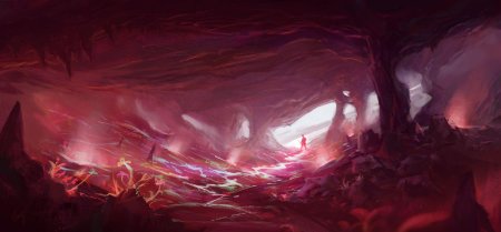 Пещера с красными кристаллами арт