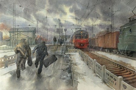 , David Tutwiler поезда в живописи