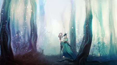 Девушка в лесу арт