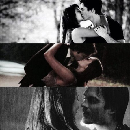 Дневники вампира Елена и Деймон поцелуй